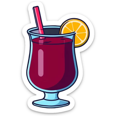 frozen slushy sangria with fruit pieces and wine sticker