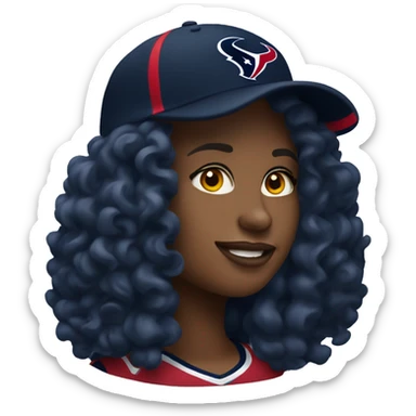 HOUSTON TEXANS baseball hat woman with long curly hair  sticker