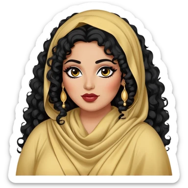 big plus size, arab, long black curly hair, baddie,pretty, makeup, lipgloss, black eyeliner, dark skin, dupatta/shawl
 sticker