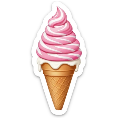 strawberry soft serve ice cream in a cone, pink swirl sticker