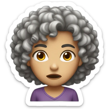 Angry girl with curly hair sticker