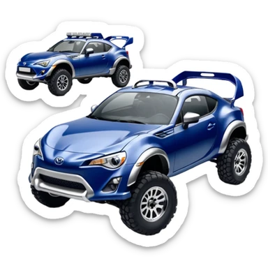 Widened roof Long wheelbase widened pearly midnight snow dark blue 2nd generation 2025 Toyota 86 off-road racer chrome nerf bars,side mounted climbing rock sliders, and silver satin wheels  sticker