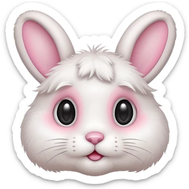 Cute emoji-style bunny with big round eyes, soft pastel colors, fluffy fur, small pink nose, simple clean design, centered, transparent background, 1:1 ratio. sticker