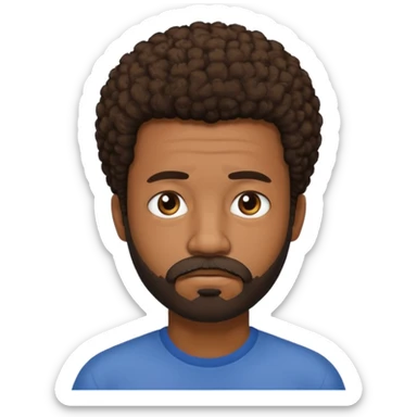 black man with beard, mustache, and short afro sad sticker