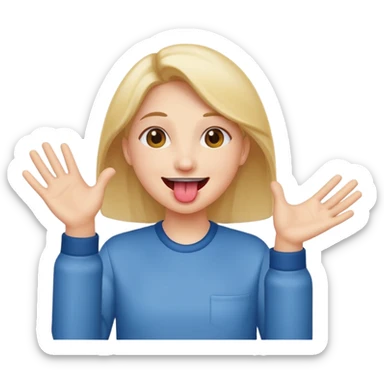 Smiling face with tongue out with hands out to the side sticker