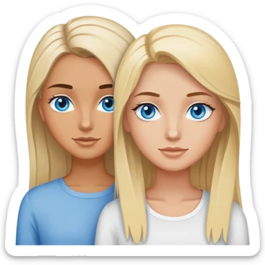 2 lightly tanned best friends, one blonde with blue eyes, and the other brunette with greyish blue eyes sticker