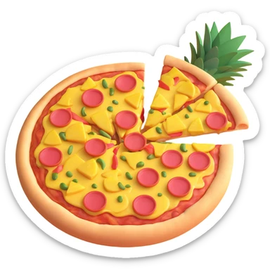 pizza with pineapple sticker