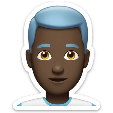 a man with dark skin, blue eyes and a buzz cut hairstyle with his hand on his forehead sticker
