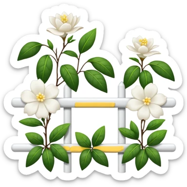 White fence with white gardenias on it sticker