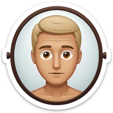 person caucasian man looking at me through a mirror. standing there sticker