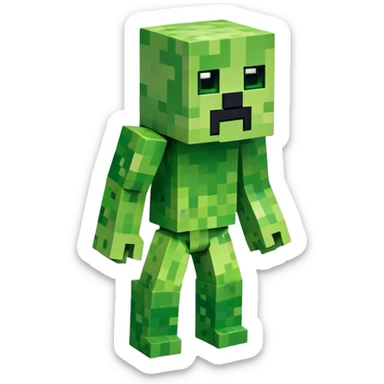 Minecraft Creeper full body, green pixelated monster sticker