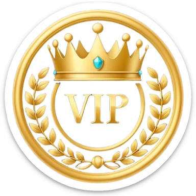Luxury black and gold circular logo-style emoji, with ornate golden swirls, royal crown on top, bold text in center, glowing golden edges, premium VIP style, dark glossy background, looks like a high-end Telegram bot badge or emblem, no faces, with the text 'VIP24.CC BOT' in golden bold letters sticker