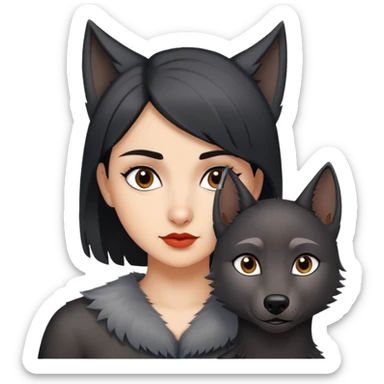 Turkish girl with black wolf cut hair sticker