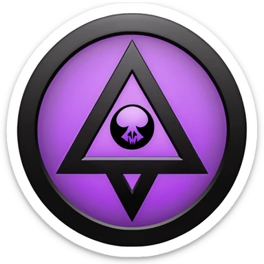 Emoji, dark futuristic occult sigil, symmetrical geometric shape, black metal with faint violet glow, gothic cyber aesthetic, minimal flat design, sharp edges, centered, transparent background sticker
