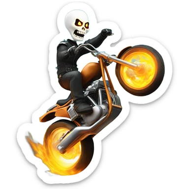 Ghost rider doing a wheelie through a waterfall sticker