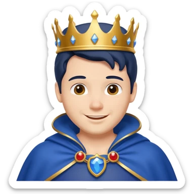 Snow White’s Prince Disney, smiling, wearing a blue cape, golden crown sticker