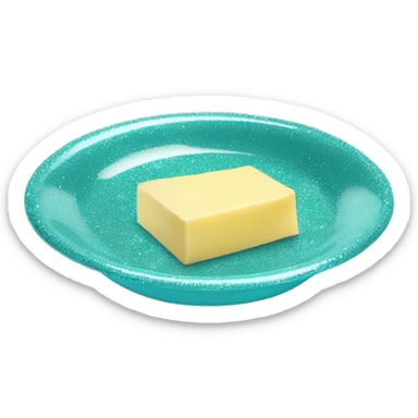 Realistic small tiffany blue glitter plate with butter stick on it. sticker