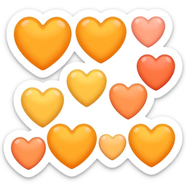 hearts. Orange and yellow.. Pastel sticker