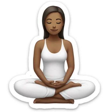 White brunette girl sitting meditating with her eyes closed sticker