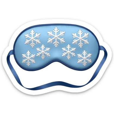 emoji of an isolated silky sleep mask with a small embroidered snowflake pattern, no eyes, no face, no character features, smooth satin texture with gentle shine, pastel grey-blue color, soft rounded shape, cozy winter pajama mood, soft shadows sticker