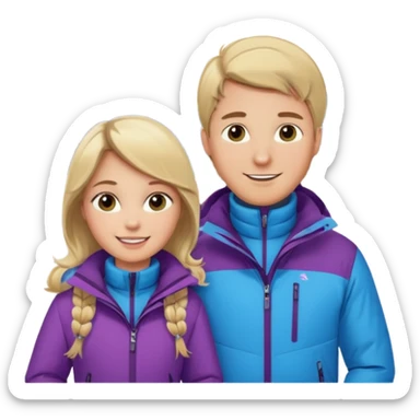 blonde guy with chubby brown hair grey eyes girl in ski 🎿 resort sticker