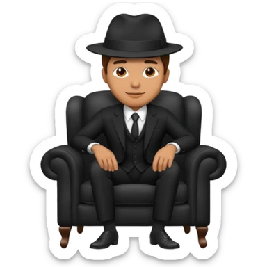 mafia in hat, armchair, black sticker