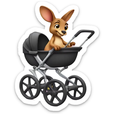 kangaroo sitting in a baby stroller sticker