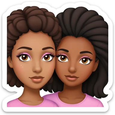 mom and teenage daughter that has eyelashes duo black girls  sticker