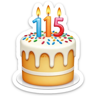 Little pice of cake with number "15" as a candles  sticker