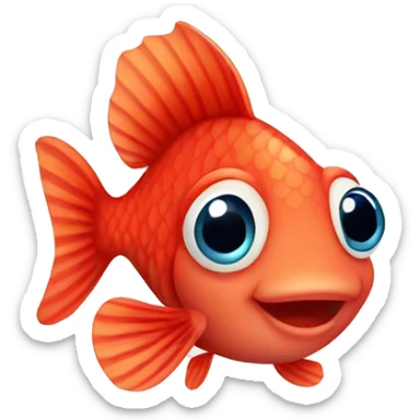 Cute little baby red fish sticker