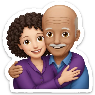  White no hiar Old man hugging dack skin curly hair woman sticker