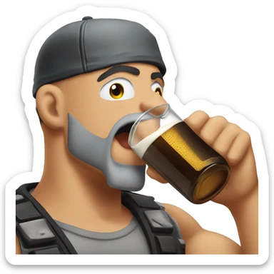 Stone cold chugging a beer  sticker