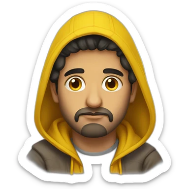 Armenian men  with yellow hoodie with sleepy face sticker