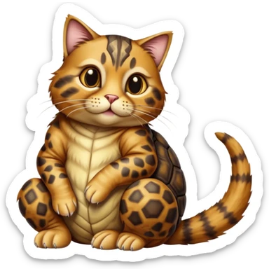 cinematic-[tortoise shell tabby cat]-realistic-full-body-sitting-emoji,-tail-curled-playfully-around-its-paws,-head-tilted-dramatically,-scruffy-[tortoise shell]-fur,-simplified-yet-realistic-focused-features,-highly-detailed,-glowing-with-an-almost-sarcastic-glow sticker
