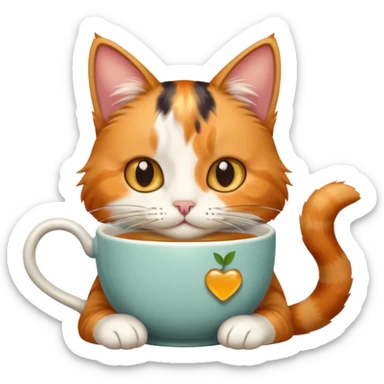 Çay içen kedi sticker