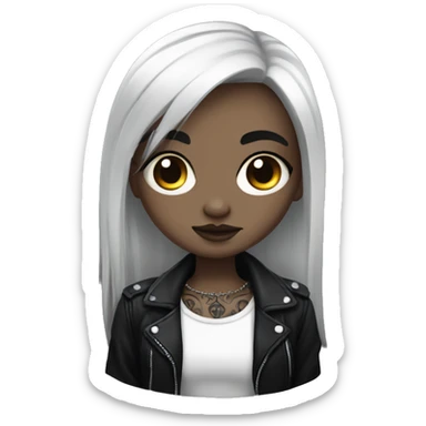 White goth girl with dark hair and arm tattoos  sticker