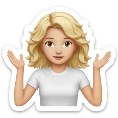 Not guilty hands up smirk girl wavy blonde haie sticker