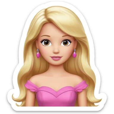 barbie, long blonde hair, pink dress sticker