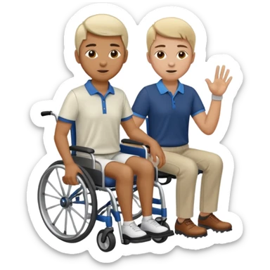 a golfer knocking someone off of their wheelchair sticker