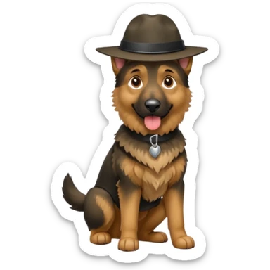 berger allemand debout avec un chapeau sticker