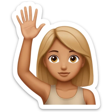 Un chica levantando  sticker