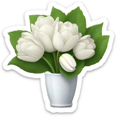 White hydrangea and white tulip bouquet sticker