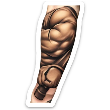 Flexing arm brown tattoo sleeve  sticker