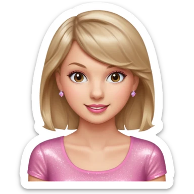 Taylor Swift smile in a sparkling pink top sticker