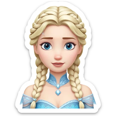 Elsa from Frozen with blonde braid, ice queen, chest up portrait sticker