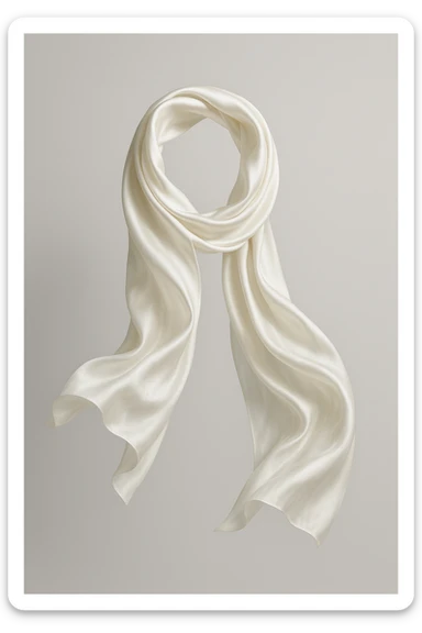 white silk scarf, elegant, soft texture, flowing fabric, minimal background sticker