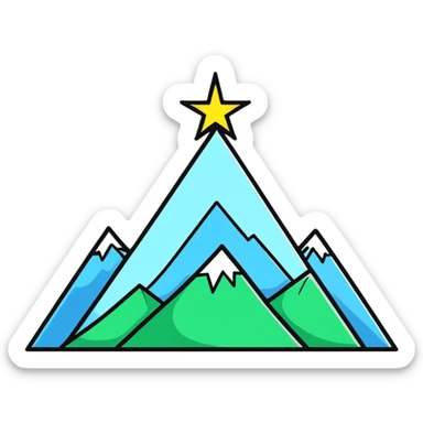 simple eight-pointed star with wide points, with only a basic mountain silhouette on it sticker