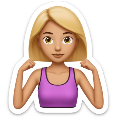 3D emoji woman running. Fix eyes: symmetrical, aligned, natural size, realistic pupils, no distortion. Remove dark pink sash. Add small neutral crossbody bag across torso. Keep same pose sticker