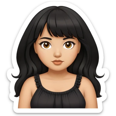 Latina girl with bangs black long hair plus size dress sticker