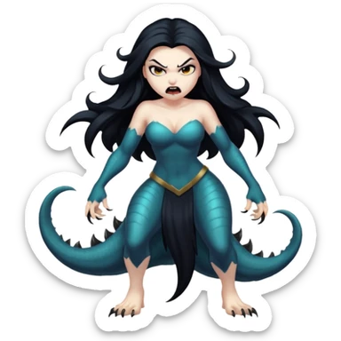 dark angry siren monster, full body sticker